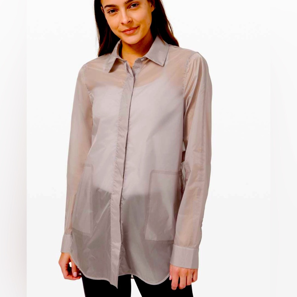lululemon athletica Women's Sheer Button Down Shirt - Light Gray